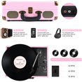 thumbnail image 3 of Tocadiscos de vinilo Retrolife con Bluetooth de 3 velocidades, color rosa, 3 of 7