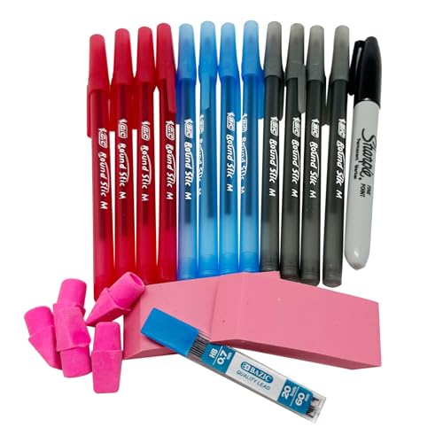 Ultimate High School & College Back to School Essentials Pencil Bag  22 Pieces  Complete School Supply Kit for Students