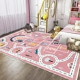 thumbnail image 2 of Kids Play Mat Hopscotch Car Area Rug For Girls Bedroom Soft Classroom Educational Learning Children Preschool Car Road Boys Gift, Pink-2x3ft, 2 of 6