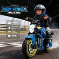 thumbnail image 3 of Track Seven 24V Kids Electric Motorcycle, 300W Electric Dirt Bike Up to 11 Mph, Twist-Grip Throttle, Hand Rear Brake, 14" EVA Tires, Music, Light, Dual Suspension, Motocross Toy for Kids Age 6+, Blue, 3 of 8