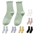 thumbnail image 2 of Stockings Ruffle Slouch Socks for Women Cute Cotton Crew Socks Frilly Knit Socks 7 Pairs, 2 of 6
