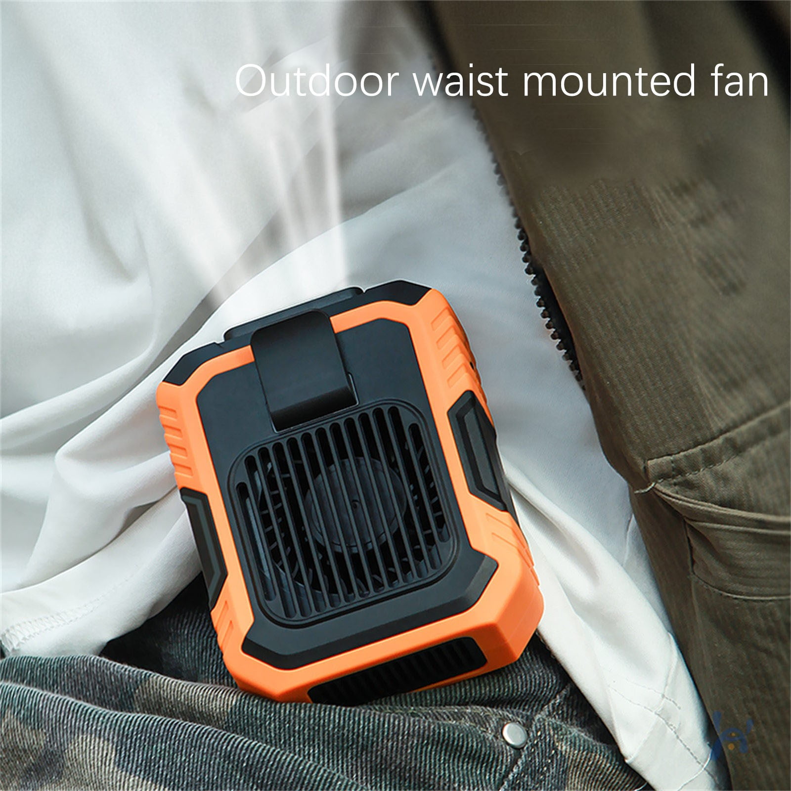 Portable Waist Clip Fan with long Working Time, 6200RPM Strong Airflow, 3 Speeds, Rechargeable Battery Operated Personal Hands-free USB Belt Fan for Clothes Shirt Farm Work Hiking