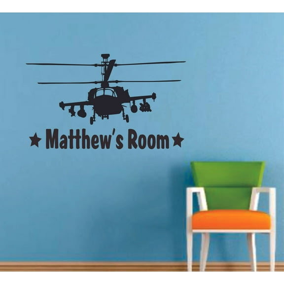 Helicopter Army Jet Soldiers Air ForceCustomized Wall Decal - Custom Vinyl Wall Art - Personalized Name - Baby Girls Boys Kids Bedroom Wall Decal Room Decor Wall Stickers Decoration Size (30x30 inch)