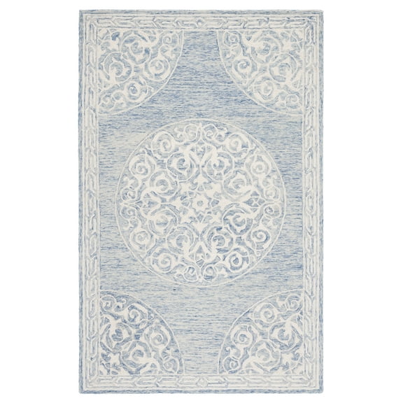 SAFAVIEH Metro Lavern Medallion Area Rug, Blue/Ivory, 4' x 6'