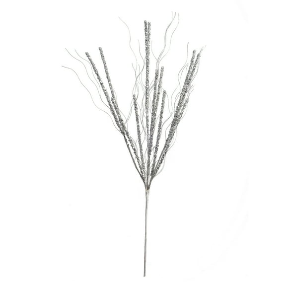 Darice Christmas Floral Silver Spike Glitter Pick 3.9 x 30 inches