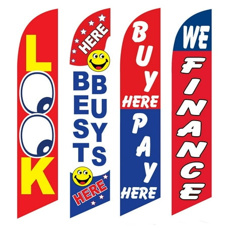 4 Advertising Swooper Flags Look Besy Buys Buy Pay Here We Finance