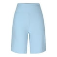 thumbnail image 7 of RQYYD Long Bermuda Shorts for Women Knee Length with Pockets High Waisted Stretch Shorts for Summer Walking Light Blue L, 7 of 7