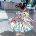 thumbnail image 5 of 2024 Nuevo vestido de verano para niñas, color arcoíris, bonito vestido de grafiti para niñas, vestido de fiesta sin espalda, falda para niñas de 1 a 7 años, 5 of 5