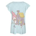 thumbnail image 5 of Kuromi And My Melody Womens Summer Tops Ruffle Short Sleeve Tunic Tops V Neck Loose Fit Flowy T-Shirts, 5 of 7