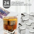 thumbnail image 3 of 24 Counts Whiskey Stones Gift Set for Men, Reusable Stainless Steel Ice Cubes Chilling Stones, Quick Cooling Rocks with Tongs, Metal Ice Cube for Drinks Beverage Wine, 3 of 5