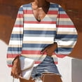 thumbnail image 4 of Blusa informal con cuello en V y manga larga abullonada estampada para mujer Fridja  czfsfas4772, 4 of 8