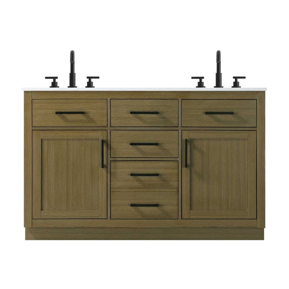 Elegant Kitchen and Bath Alden 54 inch Double Bathroom Vanity in Chestnut Brown
