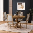 thumbnail image 2 of GDF Studio Merlene French Country Fabric Upholstered Wood 5 Piece Circular Dining Set, Natural and Light Gray, 2 of 13