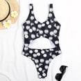 thumbnail image 5 of One Piece Swimsuit for Women Womens Daisy Print Halter Top With Deep V-Neck One-Piece Swimsuit, 5 of 9