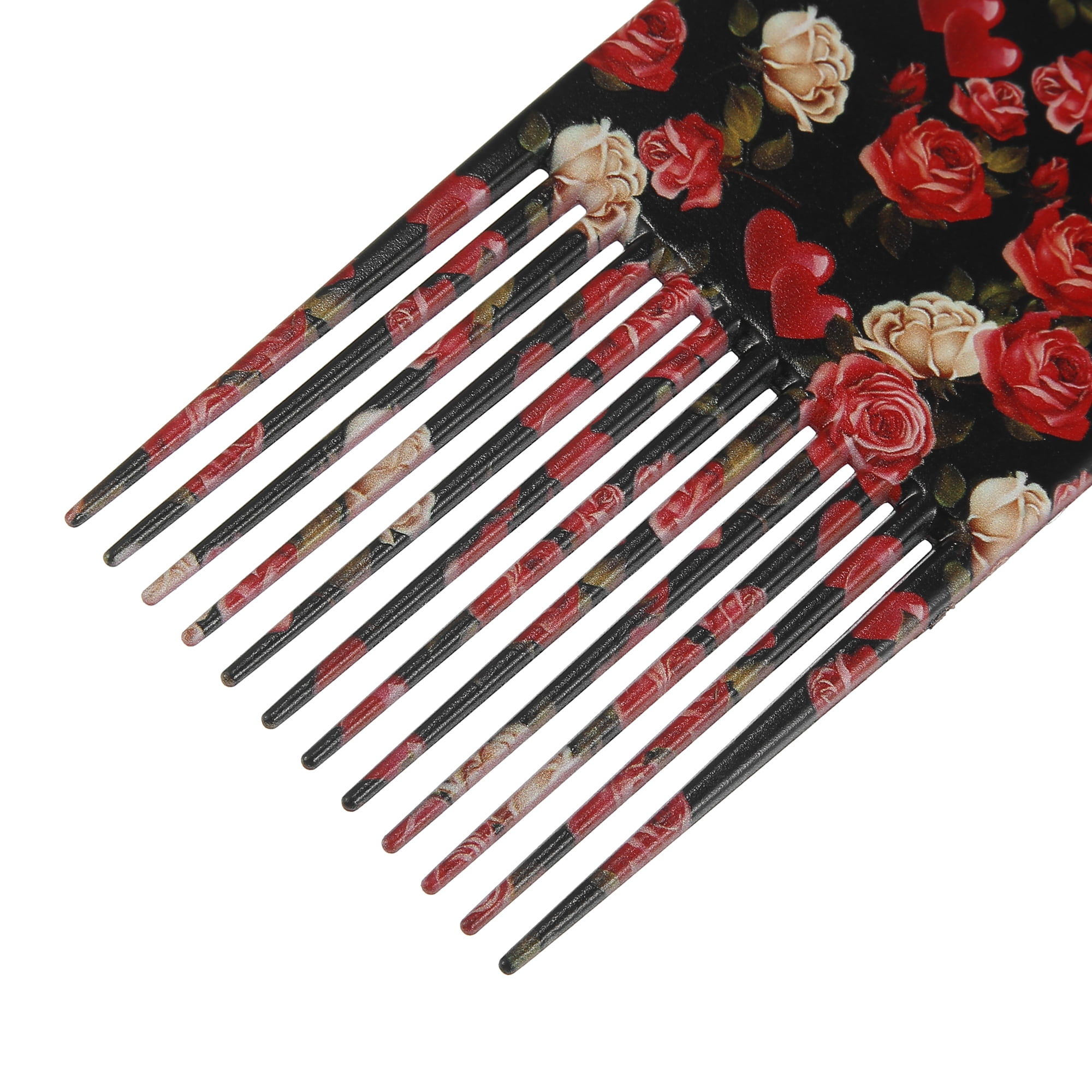 Unique Bargains Wide Tooth Afro Hair Pick Comb Hair Styling Tool for Men Plastic Flower L