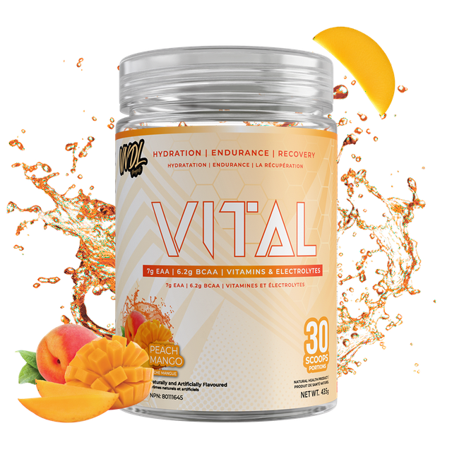 VNDL Vital EAA Supplement for Recovery with Amino Acids & Electrolytes Powder- Boost Muscle & Hydration with BCAAs -Improve Performance with Coconut Water Powder- Peach Mango Flavo