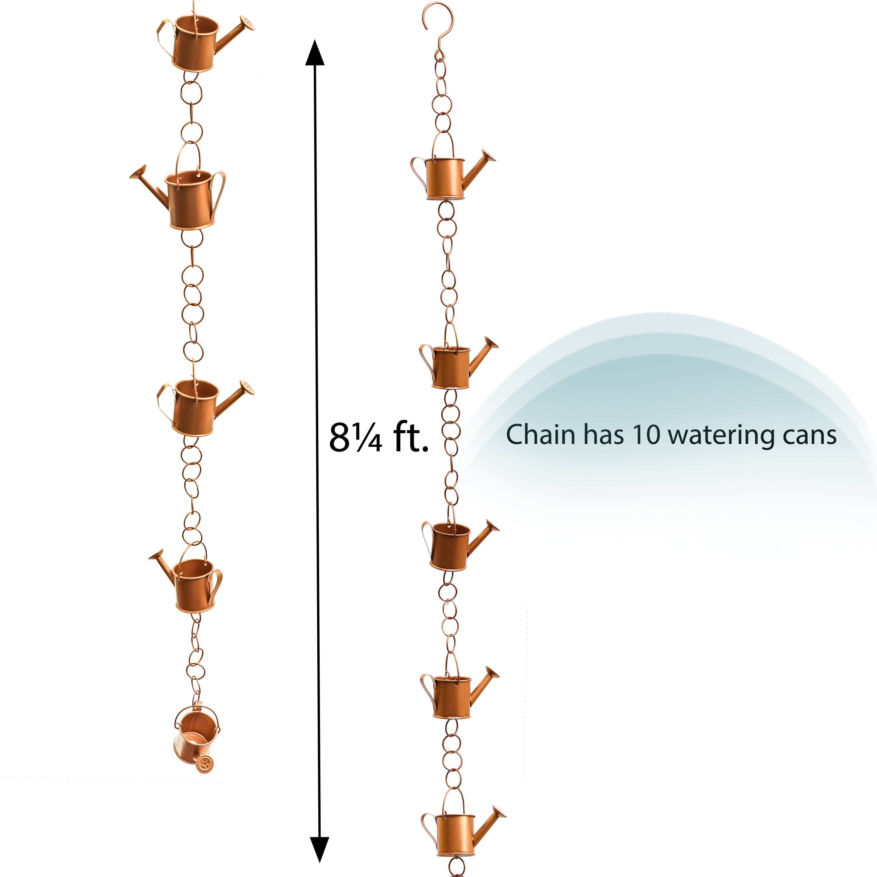 Copper Colored Rain Chain for Gutters & Downspouts (Umbrella Design)