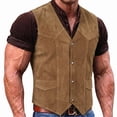 thumbnail image 2 of Vintage Western Cowboy Suit Vest for Men Sleeveless Casual V Neck Button Down Waistcoat Jacket, 2 of 6