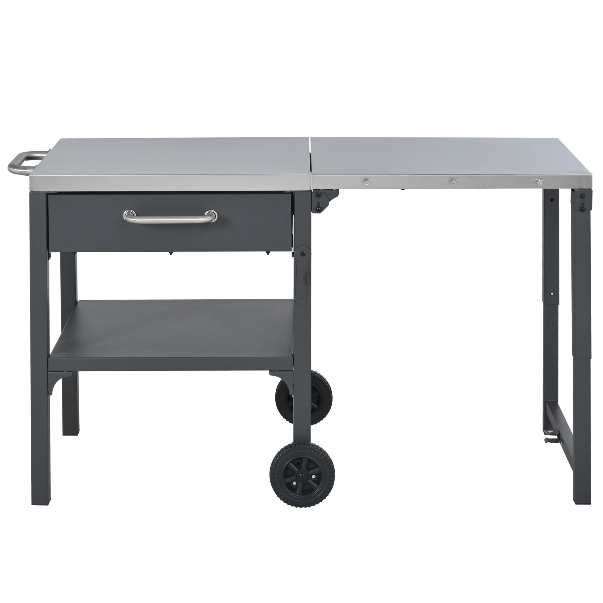 Portable Outdoor Kitchen Cart, Foldable BBQ Prep Station for Backyard Patio, Gray
