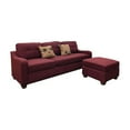 thumbnail image 2 of ACME Cleavon II Reversible Sectional Sofa & Ottoman w/2 Pillows, Red Linen, 2 of 5