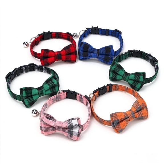 Cat Collars with Bell, Adjustable Breakaway Collars for Cats, Christmas Gift, 6 Pack