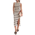 thumbnail image 1 of Vestido PRETTYGARDEN Midi Ajustado a Rayas Sin Mangas Talla L Grande, 1 of 5