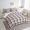thumbnail image 3 of Homewish Chic Square Abstract Bedding Comforter Set 7 Pieces for Adult, White Red Full Bedding Set, Modern Buffalo Plaid Reversible Fitted Sheet Flat Sheet, Lightweight Room Decor, 3 of 7