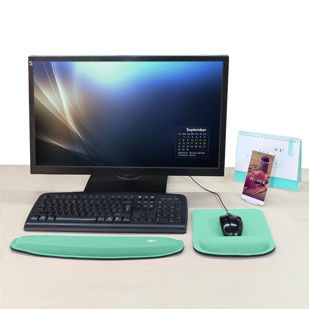 NEX Ergonomic Mouse Pad with Wrist Support, Memory Foam Keyboard Wrist Rest for Computer, Mint Green (NX-PAD007)