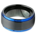 thumbnail image 2 of P. Manoukian Tungsten Wedding Band Ring 10mm for Men Women Black Blue Beveled Edge Brushed Lifetime Guarantee Size 11.5, 2 of 4