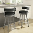 thumbnail image 5 of Amisco Browser 30 In. Swivel Bar Stool - Black Faux Leather / Metallic Grey Metal, 5 of 9