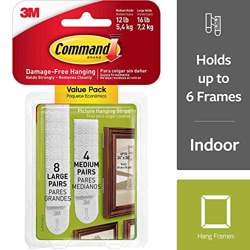 Command 17209 Hanging Strips, Medium & Large, White