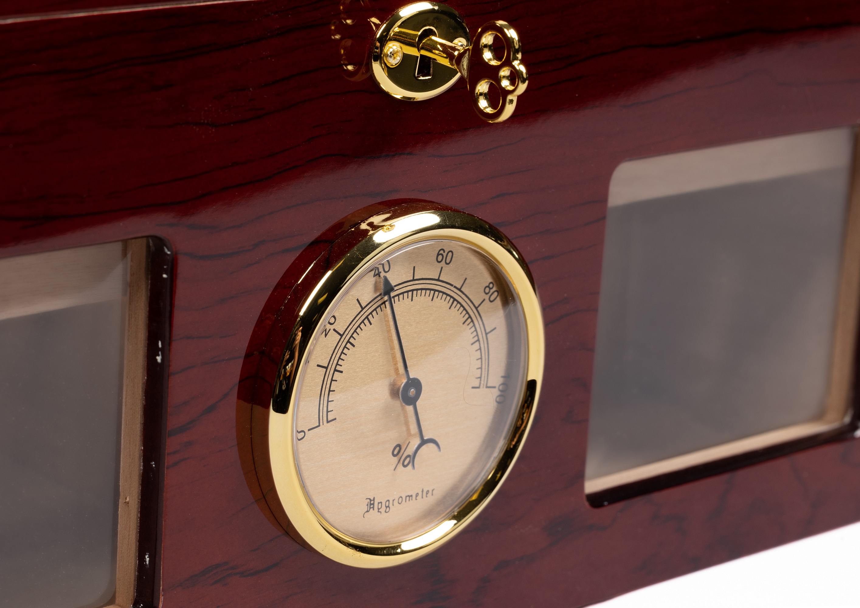 Valencia Desktop Cigar Humidor - High Gloss Golden Cherry Finish - Capacity: 120