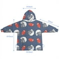 thumbnail image 7 of Blue Football Helmets and Balls Pattern Blanket Hoodies for Kids 6-13YR Oversize Wearable Blanket Hoodies for Boys Girls Teens, 7 of 7