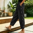 thumbnail image 2 of Women's Baggy Jeans Elastic High Waist Loose Tapered Denim Pants Side Button Detail Y2K Trousers with Pockets Vintage Casual Streetwear Black, 2 of 6