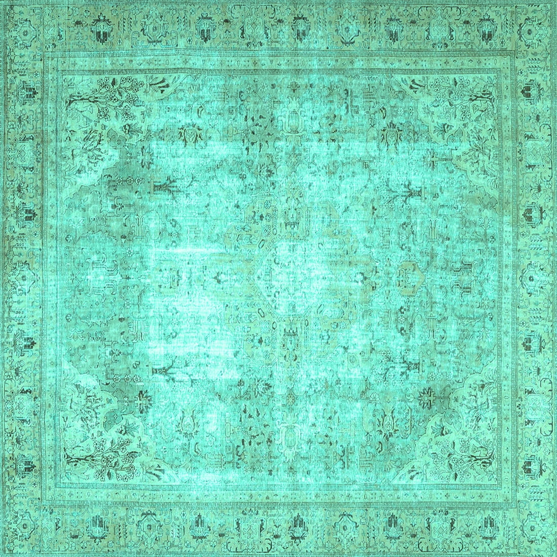 Ahgly Company Indoor Square Persian Turquoise Blue Traditional Area ...