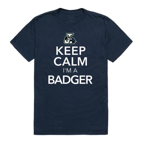 W Republic  Northern Vermont University Badgers Keep Calm Short Sleeve T-Shirt, Navy - 2XL