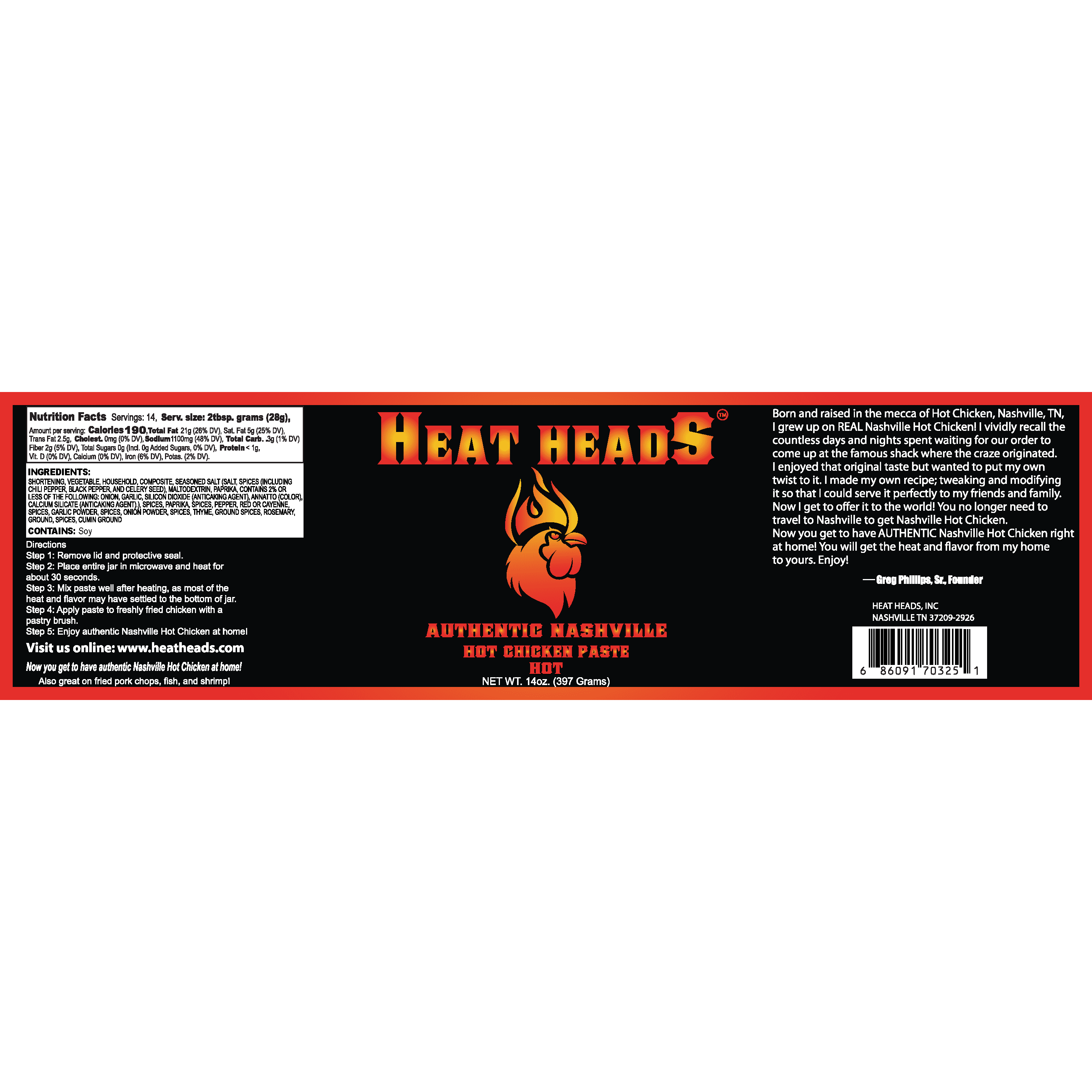 Heat Heads Authentic Nashville Hot Chicken Paste - HOT