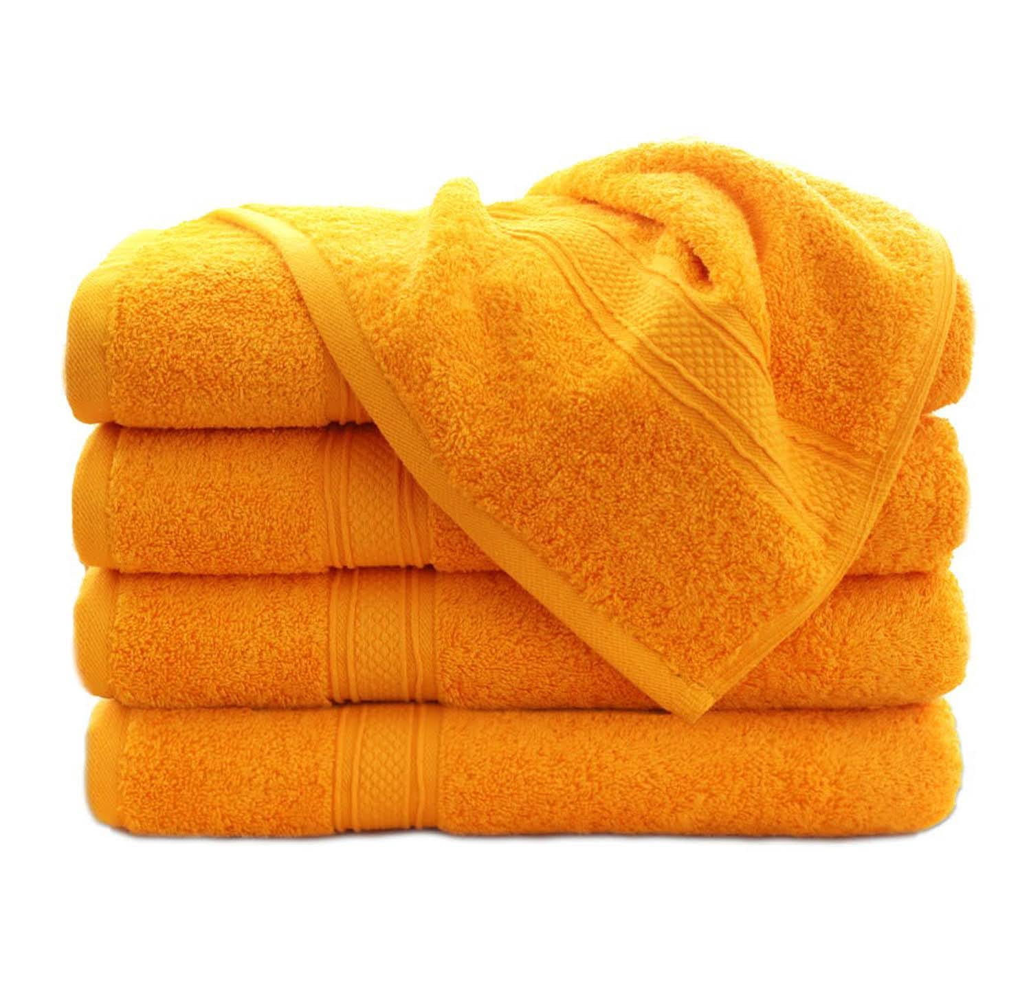 G&J 100% Cotton Luxury Towel Combo Set 8 Pieces Premium Towel Set 2 Bath Towels, 2 Hand Towels, 4 Wash Cloth Yellow Orange Color