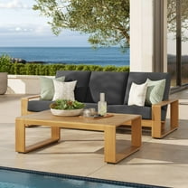 Modway Lirienne 2-Piece Outdoor Patio Aluminum Faux Wood Furniture Set in Charcoal Natural by Modway