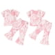thumbnail image 4 of Conjunto de pantalones acampanados y leggings para niña de hoksml - Conjunto de 2 piezas de camiseta y leggings - Conjunto de pantalones acampanados de verano para niña (0-5 años), 4 of 8