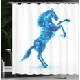 thumbnail image 4 of Ambesonne Animal Shower Curtain, Gallop Animal Theme Motif, 69"Wx70"L, Dark Blue and White, 4 of 5