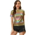thumbnail image 1 of INSPIRE CHIC Haut Multicolore Brillant à Manches Courtes Texturé Métallisé pour Femme de Fête, 1 of 6