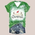 thumbnail image 2 of Odeerbi Christmas Shirts For Women 2025 Casual Print Loose Short Sleeve V-Neck Tops Green, 2 of 5