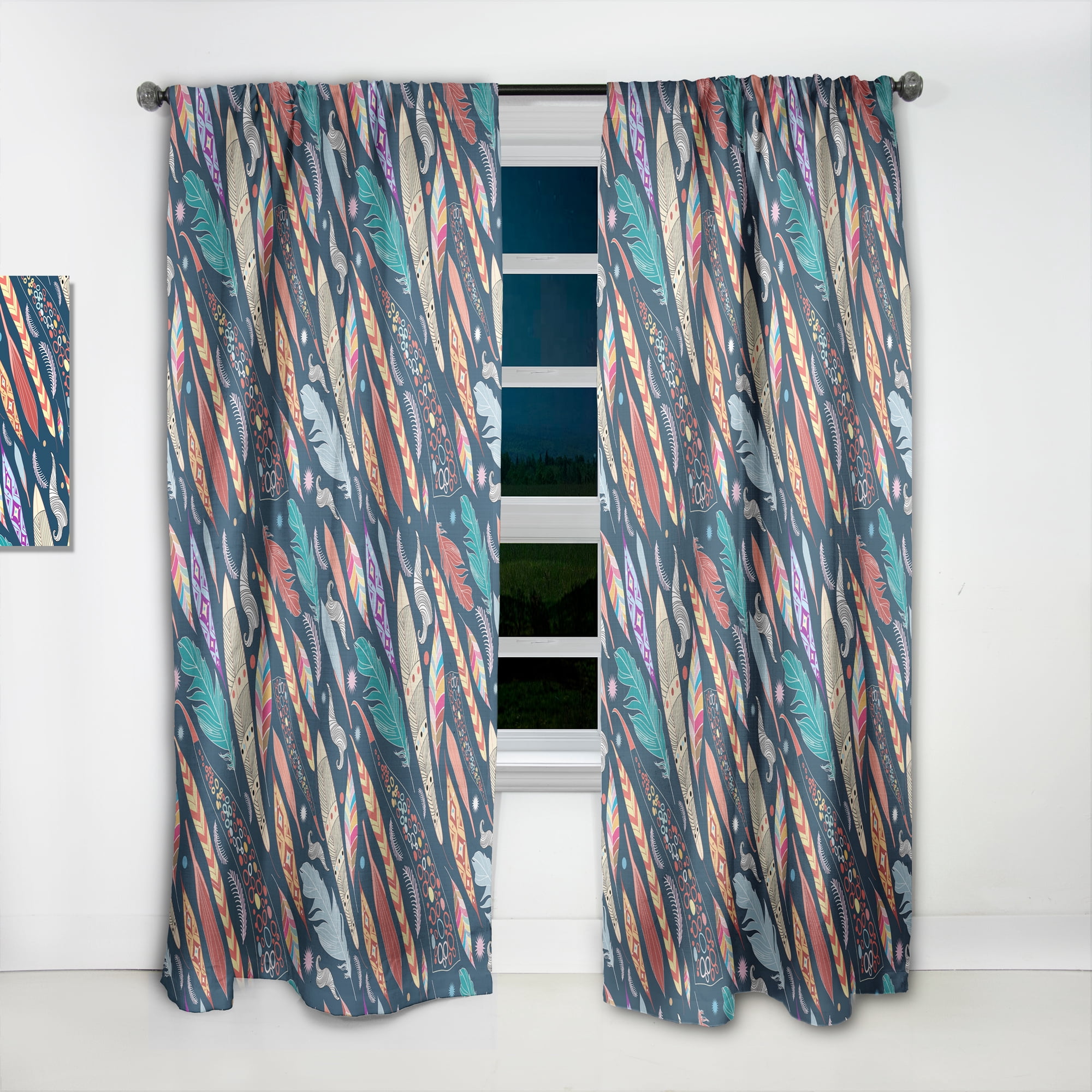 Designart 'Bird Feathers XX' Southwestern Curtain Panel