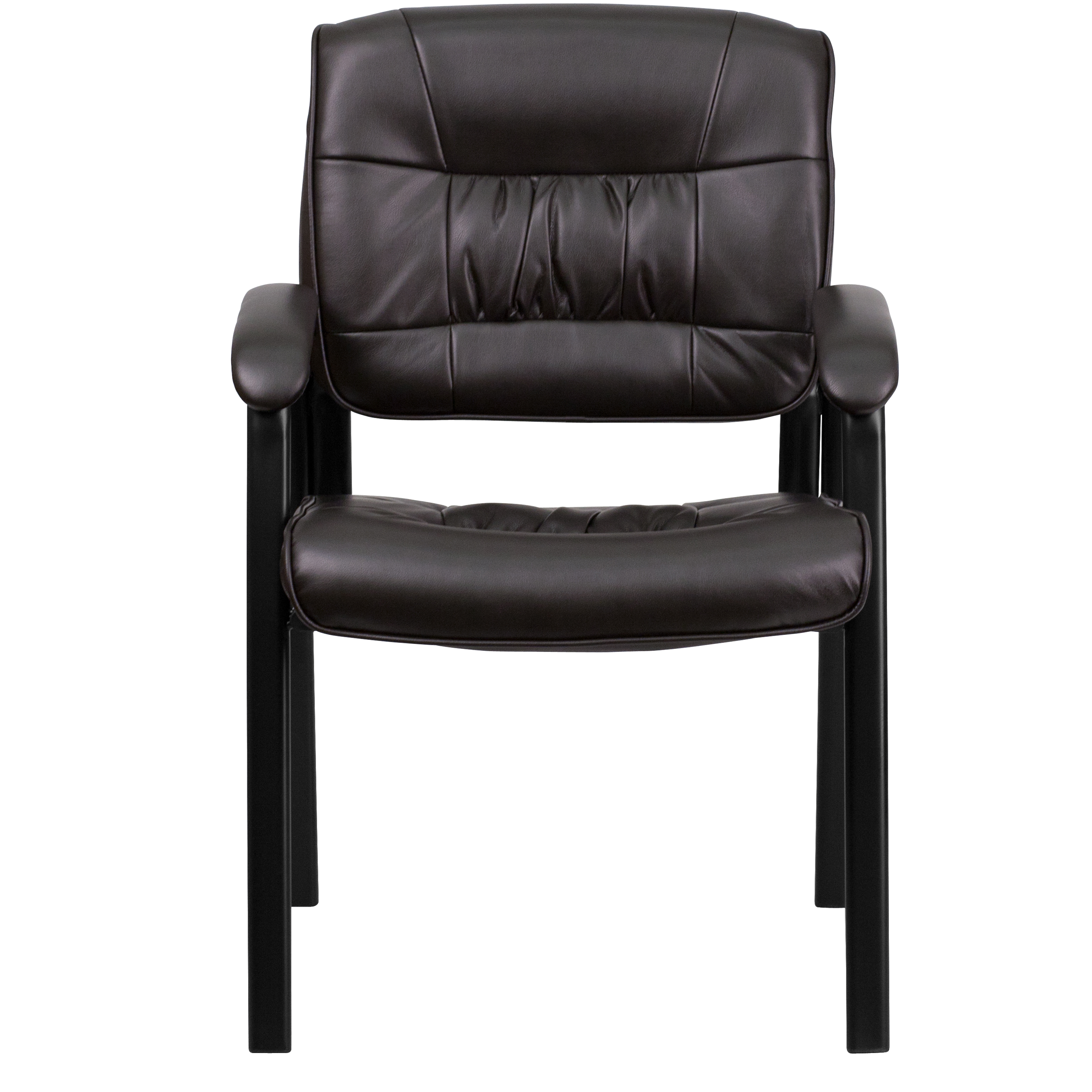 Flash Furniture Brown LeatherSoft Executive Side Reception Chair with Black  Metal Frame