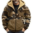 thumbnail image 2 of Men's Winter Camouflage Print Hooded Jacket, Fleece Lined Thickened Casual Trendy Zipper Coat for Hunting, Outdoor Adventures and Large Size Comfort in Fall and Winter,Army Green,2XL, 2 of 5