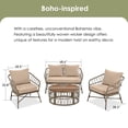 thumbnail image 3 of Segmart Outdoor Patio Conversation Set, 4PCS Outdoor Patio Rattan Sofa Set, Poolside Furniture Set for 4, Outdoor Cushioned Seating Group with Coffee Table, Brown, 3 of 9