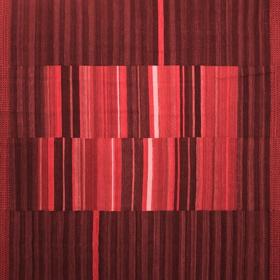 Ahgly Company Indoor Square Abstract Red Contemporary Area Rugs, 6' Square