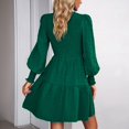 thumbnail image 4 of Vestido corto fruncido vestido corto con manga farol cinturón de moda transpirable de Color sólido para verano ANGGREK Otros, 4 of 6