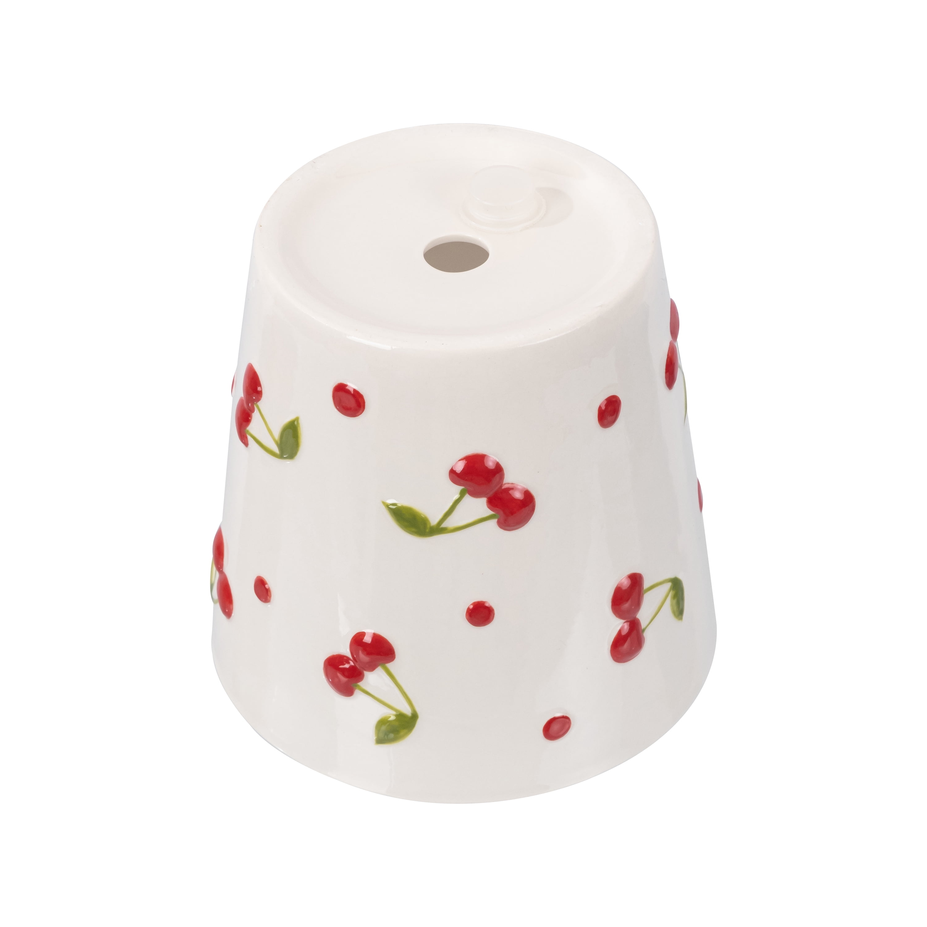 Mainstays 6.25" x 6.25" x 6" Round Cream and Red Ceramic Cherry Planter